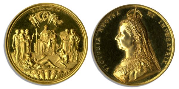 Extremely Scarce Queen Victoria 1887 Golden Jubilee 22-Karat Gold Medal