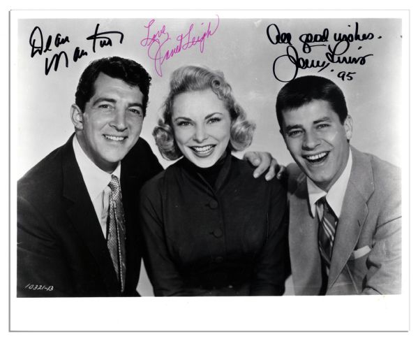 Dean Martin, Jerry Lewis & Janet Leigh Signed 10'' x 8'' Photo