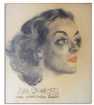 Charcoal Portrait of Joan Crawford as Queen of the Movies -- by Famed Illustrator James Montgomery Flagg