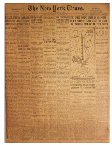 ''New York Times'' From The Week Preceding The Stock Market Crash -- 16-23 October 1929 -- 8 Complete Newspapers Provide Little Warning