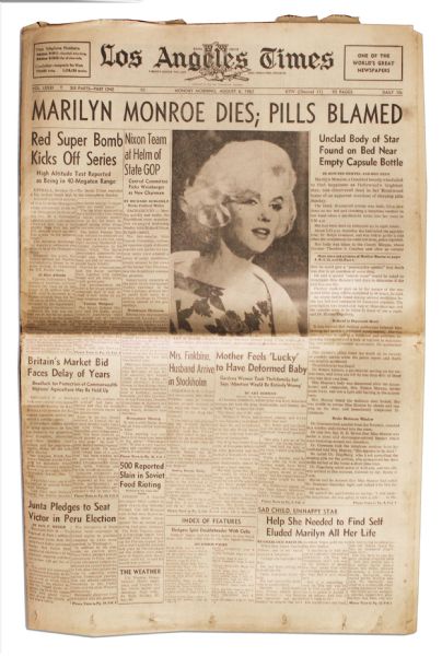 From the Archives: Marilyn Monroe Dies; Pills Blamed - Los Angeles Times