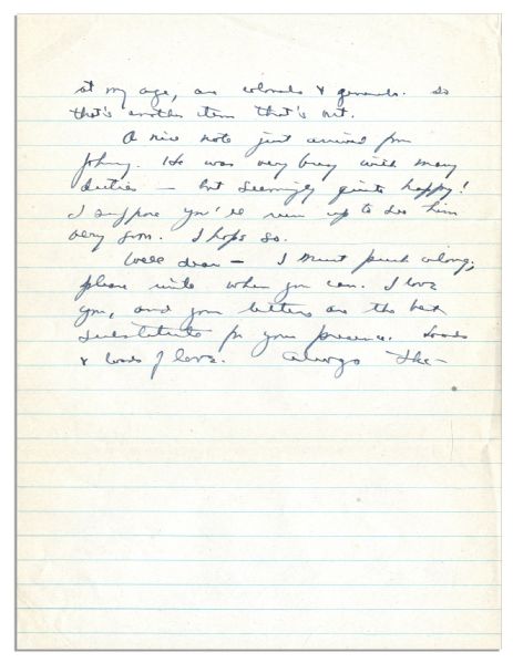 General Dwight Eisenhower Autograph Letter Signed to His Wife, Mamie -- ''...Don't tell Gen. Marshall about such a schedule or he'll give me hell...''