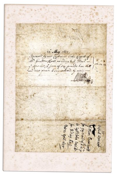 Oliver Cromwell 1655 Document Signed Boldly ''Oliver P.'' as ''Lord Protector'' of England -- Scarce