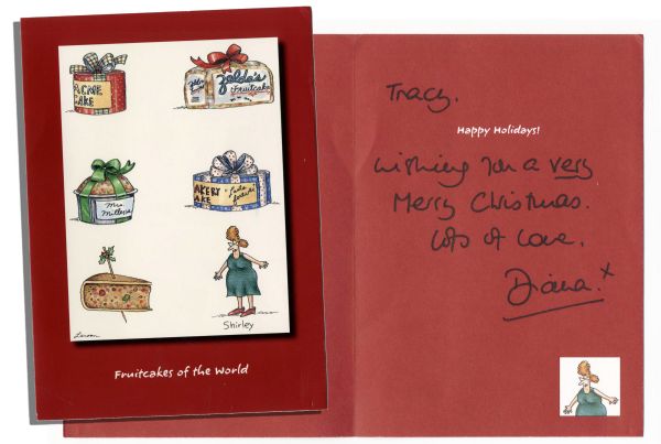 Funny Christmas Card Signed and Sent by Princess Diana -- ''Merry Christmas. Lots of Love, Diana. X''