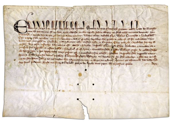 1307 Document From the Reign of Edward I -- One of the Few Extant Documents From the King Who Imposed a 400 Year Ban on Jews in England