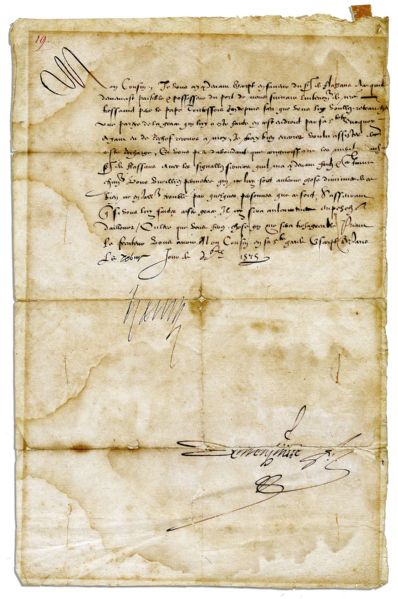 King Henry III of France Letter Signed From 1579