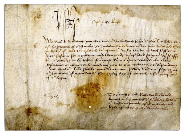 King Henry VII Signed Document -- Scarce, From 15th Century