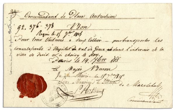 Official 1815 Order From French King Louis XVIII