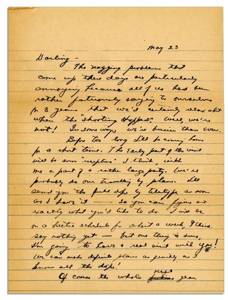 Dwight Eisenhower 1945 Letter to His Wife After Winning the War -- ''...Many people seem astounded that I'd have no slightest interest in politics. I can't understand them...''