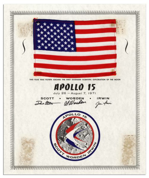 Apollo 15 Flown American Flag -- With Certificate Signed by the Apollo 15 Crew -- With PSA/DNA COA