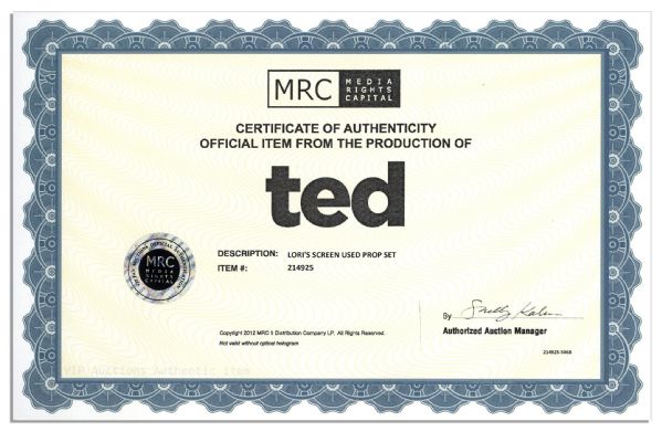 Mila Kunis Screen-Used Props From 2012 Comedy ''Ted''