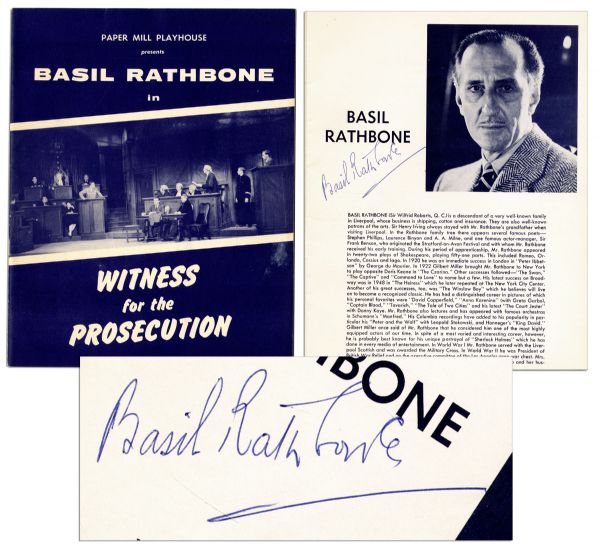 Basil Rathbone Signed Program From a 1957 Stage Production
