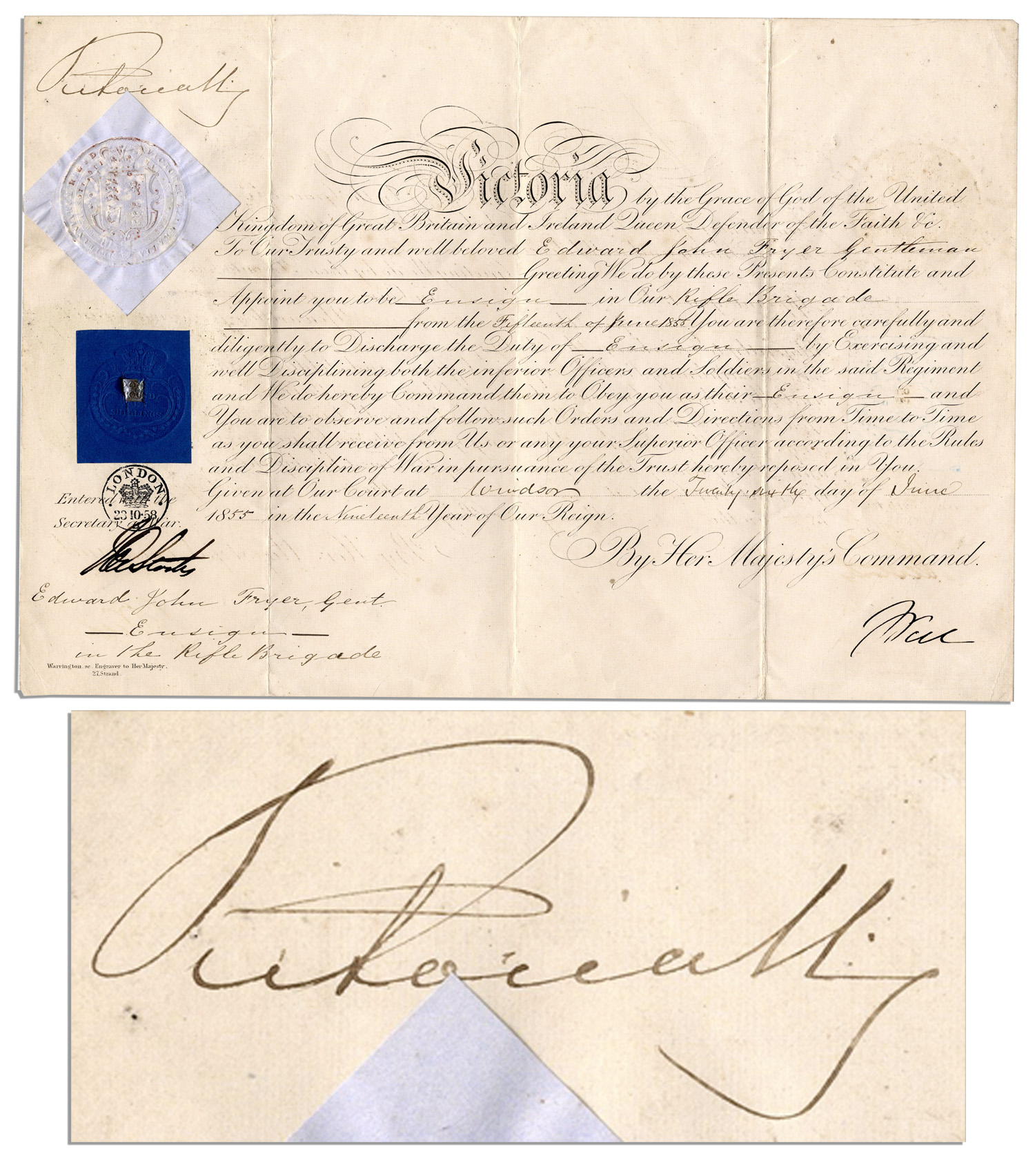 Queen Victoria of England autograph on letter 1889 - Stockholms