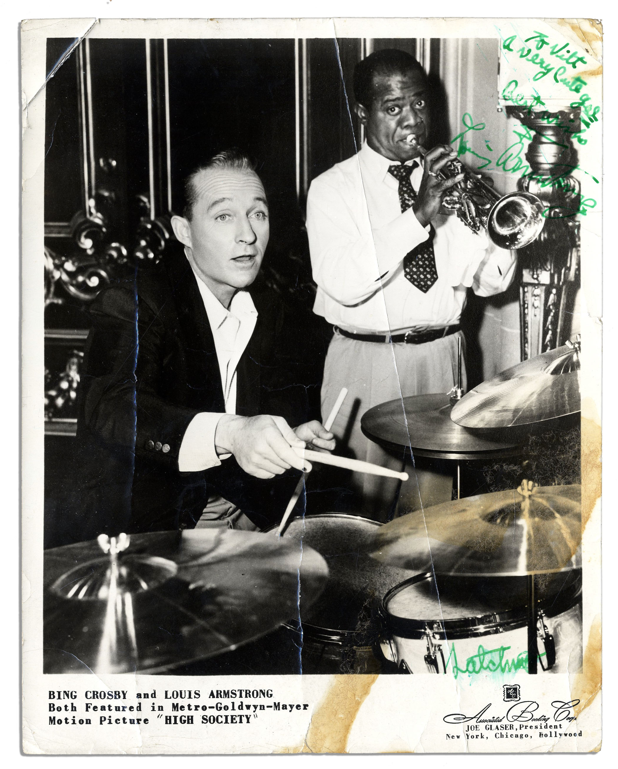 Lot Detail - Louis Armstrong Signed 8&#39;&#39; x 10&#39;&#39; Photo From 1956 Movie &#39;&#39;High Society&#39;&#39;