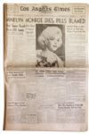 The Los Angeles Times Newspaper Reporting the Death of Marilyn Monroe in LA The Day Before