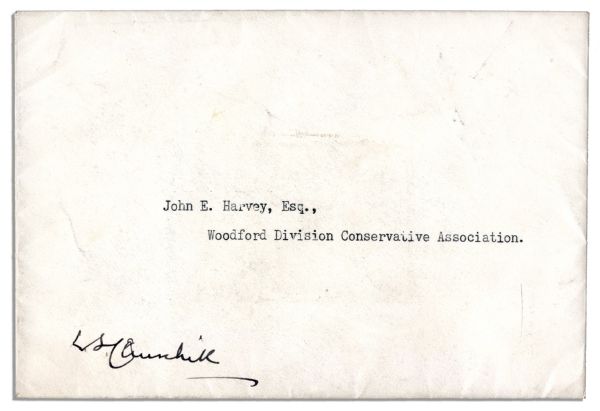 Winston Churchill Signed 10 Downing Street Envelope -- From His Final Days as Prime Minister Which Housed His Resignation Letter