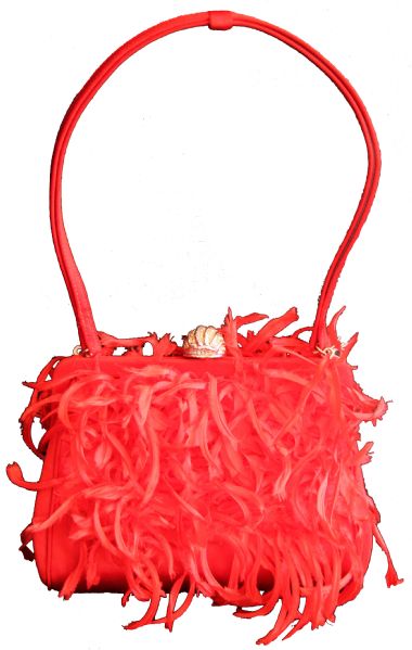 Marilyn Monroe dress auction Marilyn Monroe's Red Silk & Feather Purse Featuring Her ''MM'' Monogram