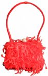 Marilyn Monroes Red Silk & Feather Purse Featuring Her MM Monogram -- Beautiful & Scarce