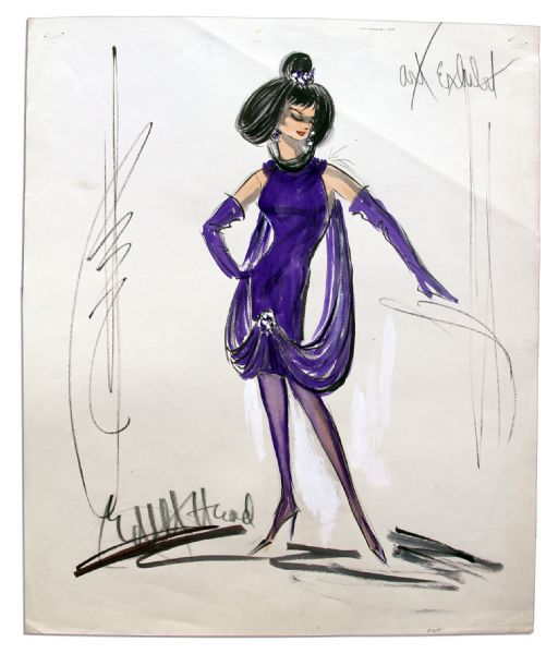 Shirley MacLaine Costume Sketch From the 1964 Film ''What a Way to Go!'' -- Drawn & Signed By Costume Designer Extraordinaire Edith Head