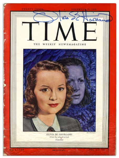 Olivia de Havilland Signed Time Magazine