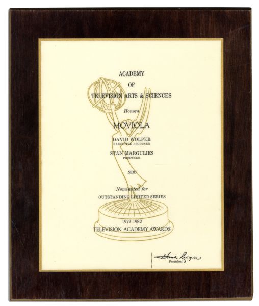 Emmy Nomination Plaque For ''Moviola'' a.k.a. ''The Scarlett O'Hara War'' From 1980
