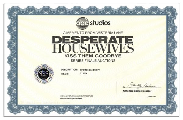 Desperate Housewives Final Season Original Script -- With COA From ABC Studios