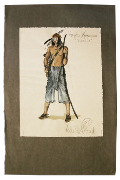 Costume Sketch From 1975 Epic ''The Man Who Would Be King'' -- Created & Signed by Legendary Hollywood Designer Edith Head