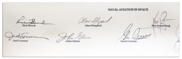 NASA Pilots Signed Lithograph -- Neil Armstrong, Gene Cernan, Pete Conrad, John Glenn, Rick Hauck, Jack Lousma, James Lovell, Wally Schirra & Alan Shepard