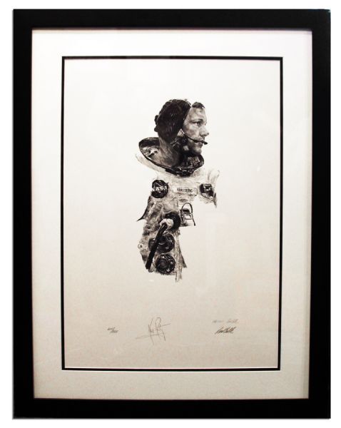 Very Scarce Limited Edition Lithograph of Apollo 11 Astronaut Neil Armstrong -- Signed by Both Armstrong and NASA Artist Paul Calle
