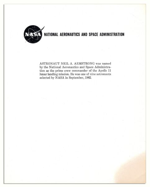 Neil Armstrong's Signature -- Accompanied by Official NASA Photo -- With PSA/DNA COA