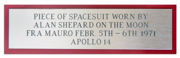 Piece of the Space Suit Worn by Alan Shepard on the Moon -- With LOA From NASA Manager of the Apollo 14 Mission