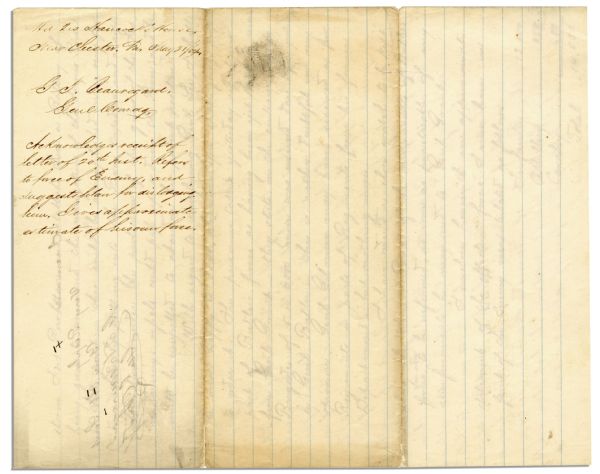 General Beauregard 21 May 1864 Letter Signed to Jefferson Davis -- ''...send a force of...4 or 5,000 to storm Fort Powhatan and...command...the James River...'' -- One Day After Bermuda Hundred...