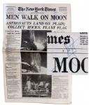 Neil Armstrong Signed 21 July 1969 "New York Times" Newspaper -- "Men Walk on the Moon"
