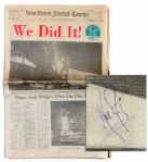 Neil Armstrong Signed 21 July 1969 "New Haven Journal-Gazette" Newspaper -- "We Did It!"