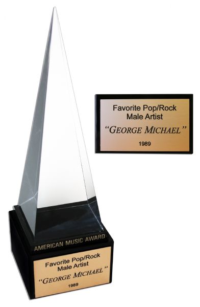 American Music Award auction George Michael's 1989 American Music Award for Favorite Pop/Rock Male Artist -- At the Peak of His Solo Career Success With His Chart-Breaking Faith Album