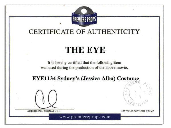 Jessica Alba Screen-Worn Wardrobe From Her 2008 Thriller ''The Eye'' -- With COA From Premiere Props