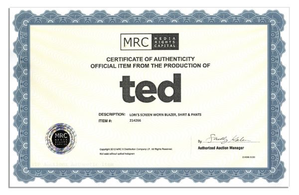 Mila Kunis Screen-Worn Wardrobe From ''Ted'' -- With COA From Production Company