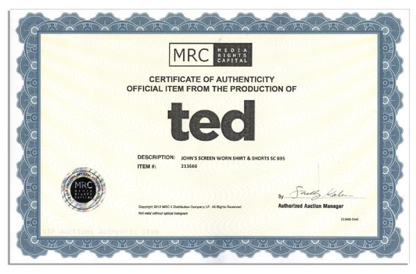 Mark Walhberg Screen-Worn Wardrobe From 2012 Comedy ''Ted'' -- With COA From Production Company