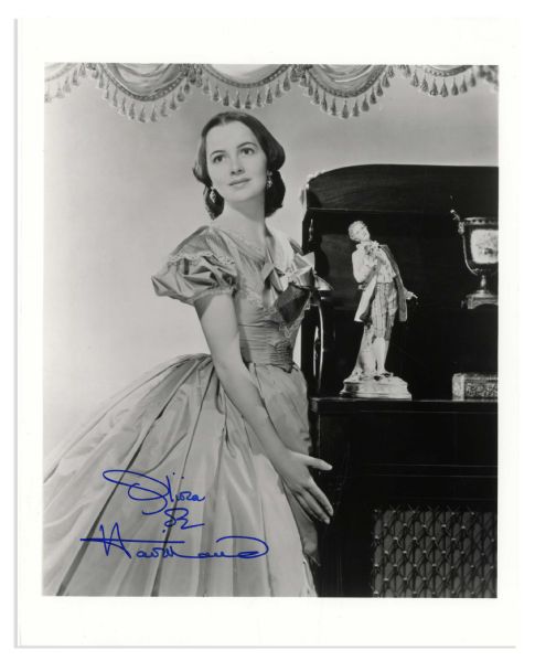 Olivia de Havilland Signed 8'' x 10'' Photo From ''Gone With the Wind'' -- Signed in Blue Ink -- Fine -- With Wehrmann COA