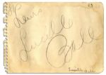 Large Lucille Ball Signature on 5.75 x 4.25 Album Page -- Inscribed to Lewis, in Pencil -- Very Good Condition