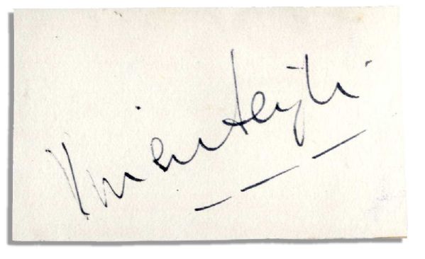 Screen Siren Vivien Leigh Signature on a 3'' x 2'' Card -- Near Fine
