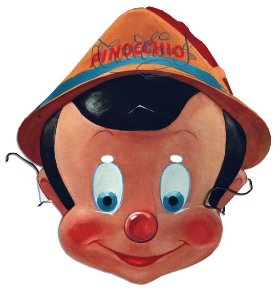 Walt Disney Signed 1939 ''Pinocchio'' Mask -- Scarce & Unique Disney Signed Item -- With PSA/DNA COA