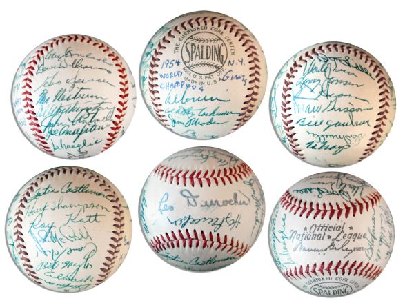 Lot Detail - 1954 World Series Champs New York Giants Team-Signed Baseball  -- Willie Mays, Larry Jansen and 27 More -- From Estate of Larry Jansen --  With PSA/DNA COA