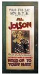 Original 1940 Advertisement for Al Jolsons Last Ever Stage Show, Hold On To Your Hats -- Measures 33 x 64.5