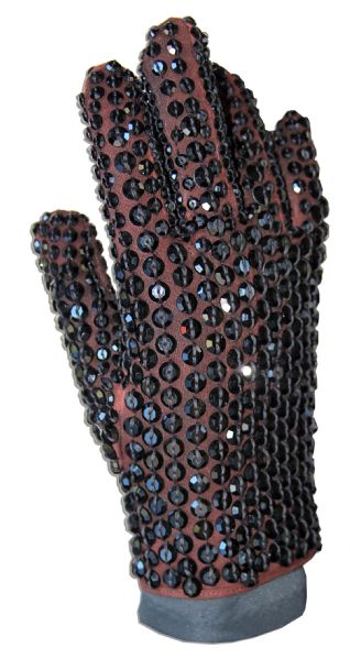 Michael Jackson's Famous Crystal-Encrusted Glove -- Worn by the King of Pop at the 1984 American Music Awards Honoring His Achievements on ''Thriller'' -- With Autograph Book Signed Four Times