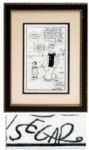 Signed 6 x 9 Drawing of Popeye by His Creator Elzie Segar
