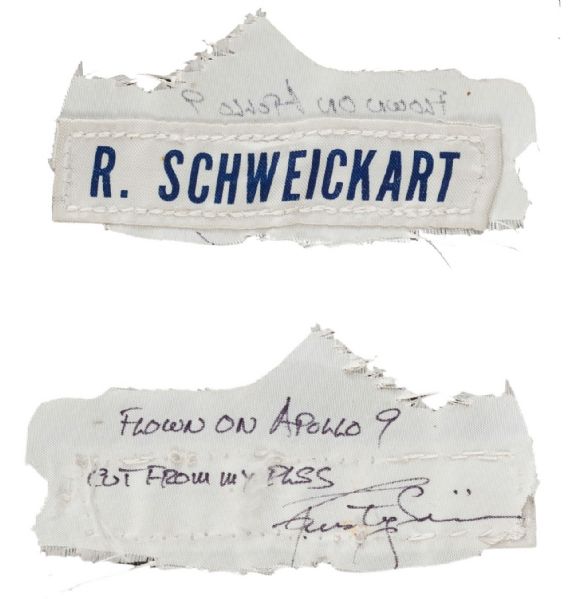 Apollo 9 Flown and Signed Name Tag Patch from Astronaut Rusty Schweickart's Portable Life Support System -- Tested by Schweickart for the First Time During This Mission