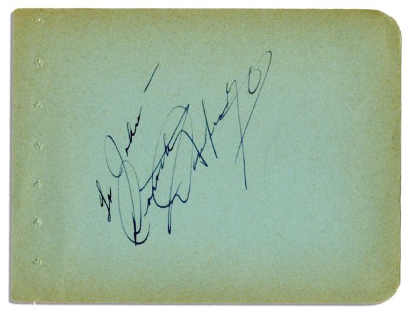 Beloved Actress Dorothy Dandridge Signed Album Page -- ''To John - Dorothy Dandridge'' -- Light Green Page Measures 5.75'' x 4.5'' -- Toning & Perforation to Left Edge, Else Near Fine 