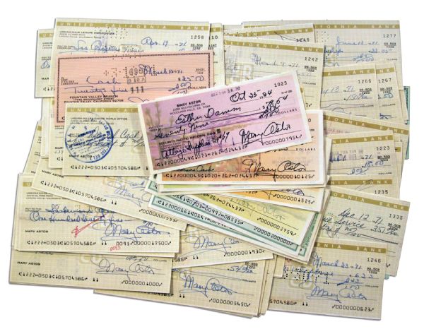 Lot of 100 Personal Checks Signed by Classic Hollywood Star Mary Astor