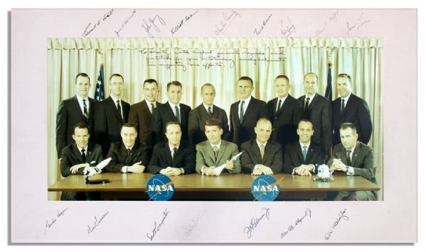 Incredible Photo Display Signed by All NASA Astronaut Groups 1 & 2 -- The Mercury 7 & The New Nine, Including Neil Armstrong